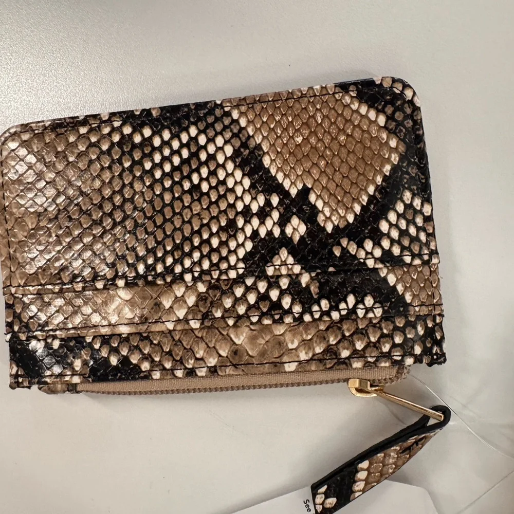 Taupe Crossbody Phone Bag with Snake-Print Card Case